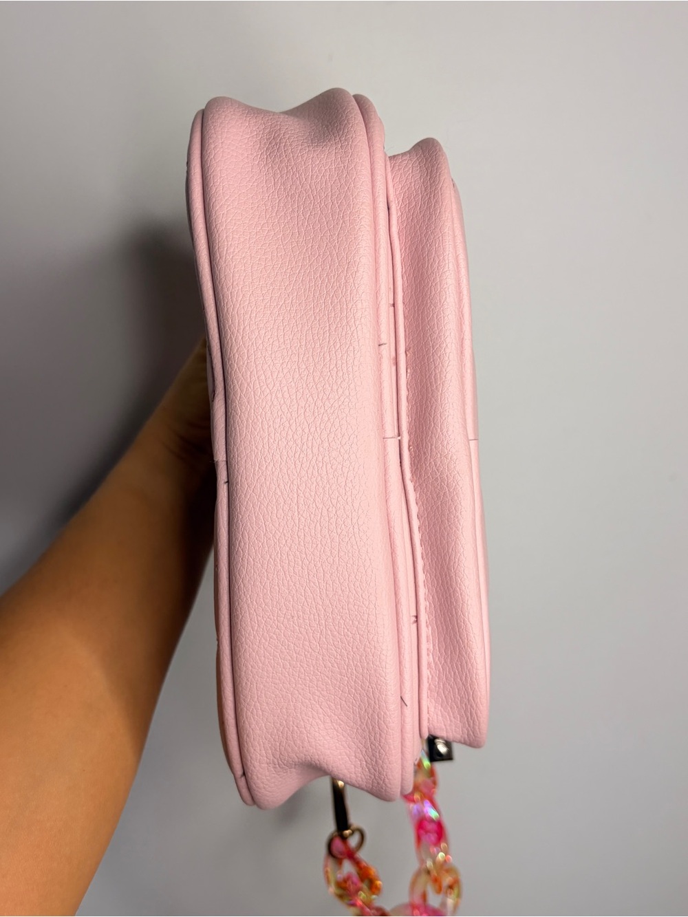 Luv Betsy Pink Quilted Heart Crossbody Bag with Chain Strap Purse - Picture 4 of 11